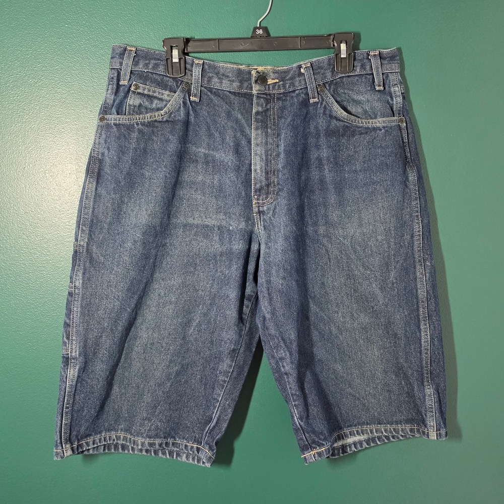 Dickies Mens Carpenter Denim Shorts Blue Medium Wash Relaxed Fit Size 36